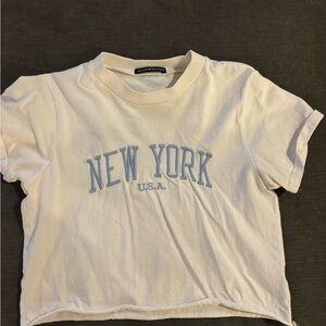 Brandy Melville Light Pink 'New York U.S.A.' Cropped Tee